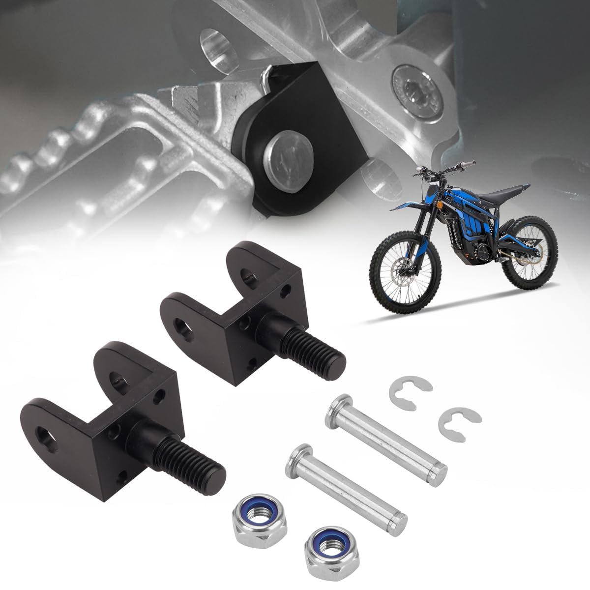 JESTOP Fußrastenhalter für Talaria Sting MX3 MX4, 2 Stück CNC-Aluminium-Fußrastenhalterklemmen, dicke Fußstützenhalterung für Talaria Taparia Elektro-Dirtbike (schwarz) von JESTOP