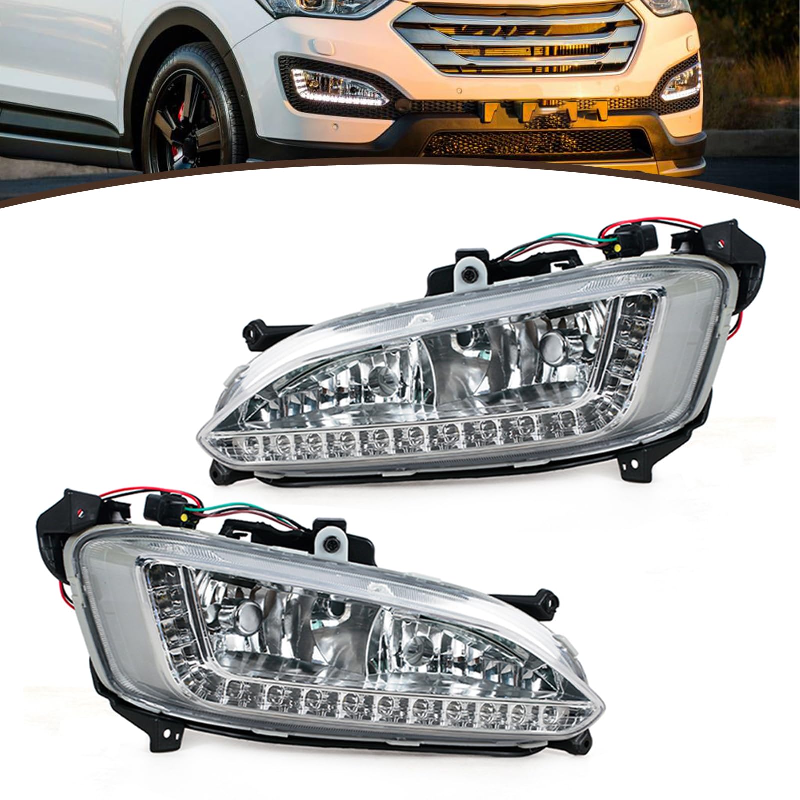 JESYMBX Für Hyundai Santa Fe IX45 2013–2015 Front-Tagfahrscheinwerfer, Nebelscheinwerfer, Paar von JESYMBX