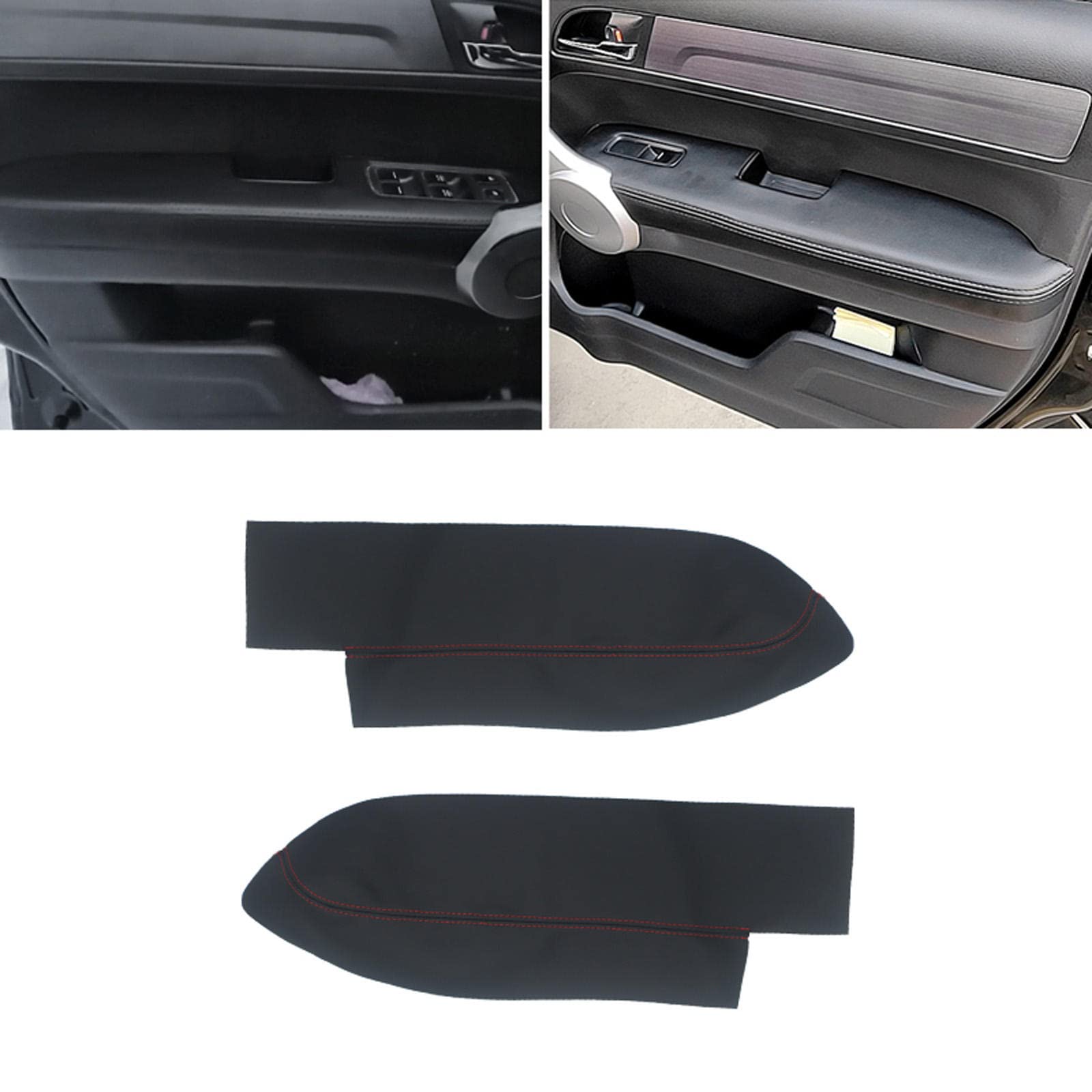 JEZOE 2 Stück schwarzes Leder Vordertür Armlehne Panel Skin Cover Trim, passend für Honda CRV 2007 2008 2009 2010 2011 von JEZOE