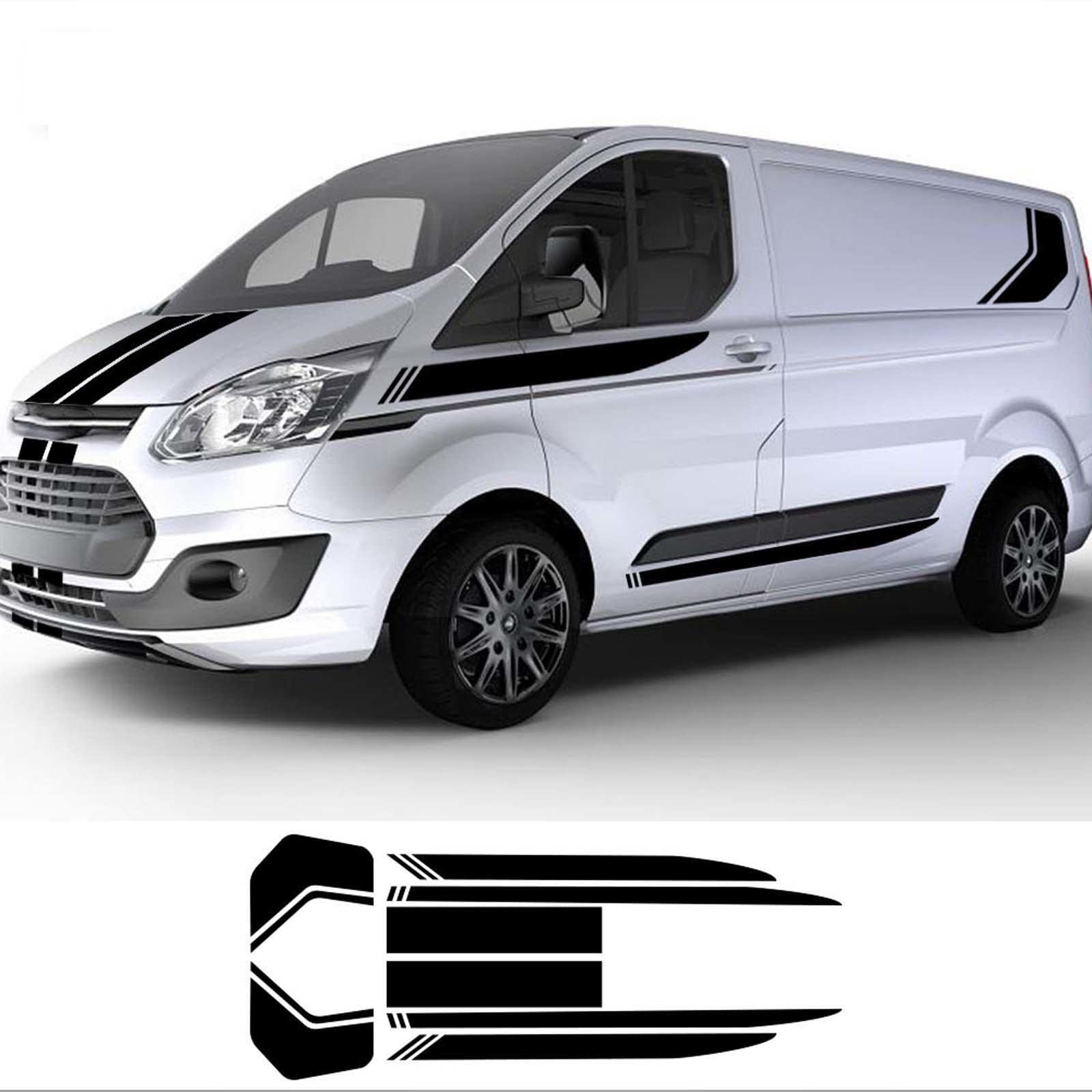 JEZOE 7 Teile/los Auto Aufkleber Sport Streifen KIT Vinyl Aufkleber Tuning Auto Zubehör, Für Ford Transit Tourneo Custom MK7 MK8 MK9 von JEZOE