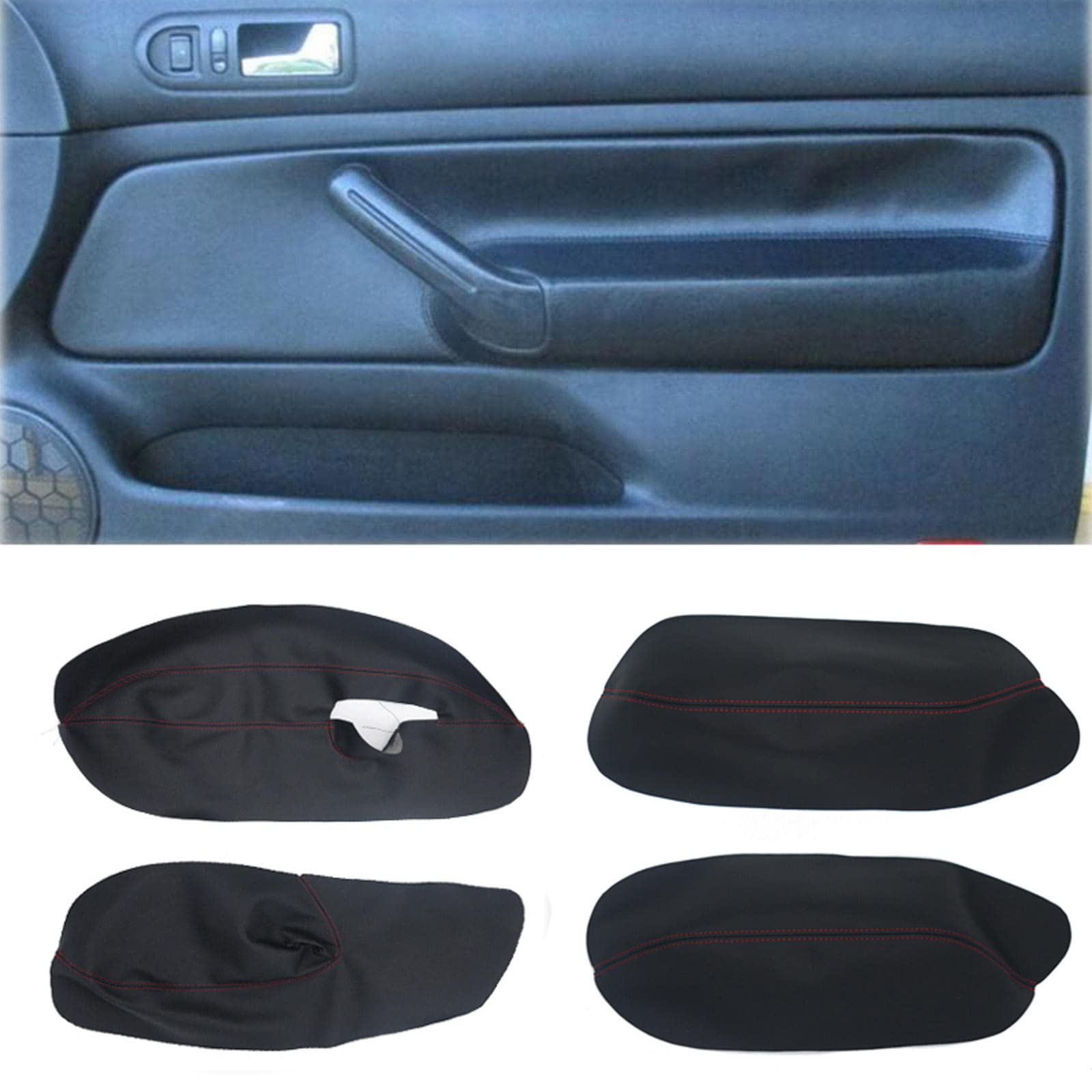 JEZOE Mikrofaser-Leder-Tür-Armlehnen-Abdeckung, Aufkleber, passend für VW Golf 4 MK4 Bora Jetta 1999–2005 3 Türen von JEZOE