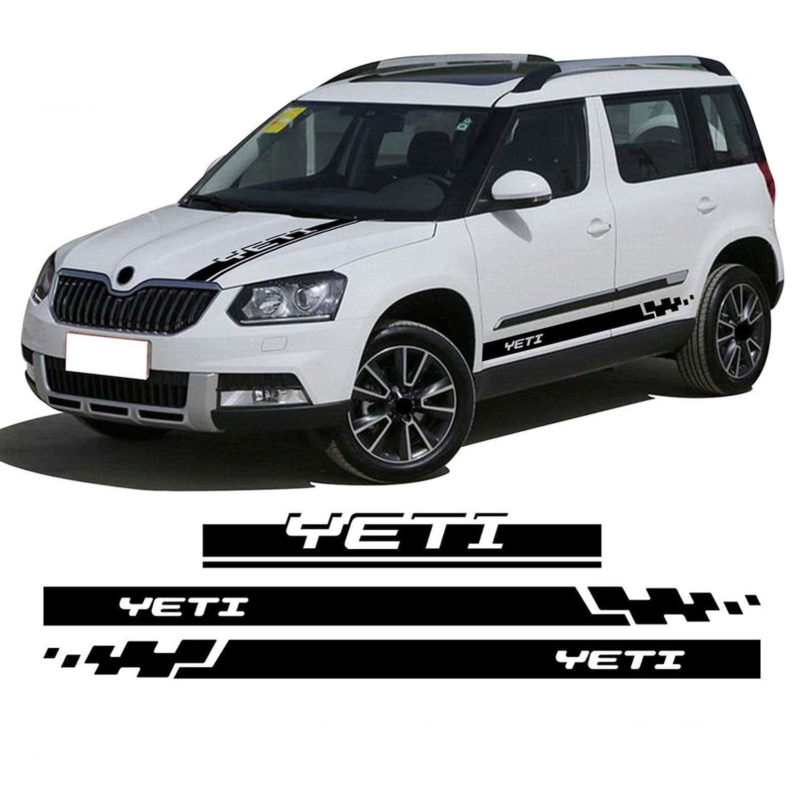 JEZOE Racing Sport Car Styling Hood Motorabdeckung Aufkleber Body Graphics Vinyl Seitenstreifen Rock Aufkleber, für Skoda Yeti Zubehör JEZOE Racing Sport Car Styling Hood Motorabdeckung Aufkleber Body Graphics Vinyl Seitenstreifen Rock Aufkleber, für Skoda Yeti Zubehör von JEZOE