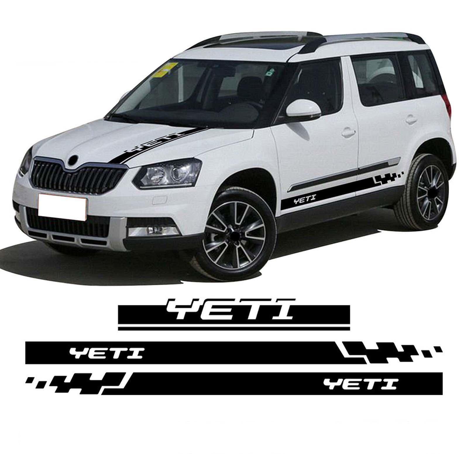 JEZOE Racing Sport Car Styling Hood Motorabdeckung Aufkleber Body Graphics Vinyl Seitenstreifen Rock Aufkleber, für Skoda Yeti Zubehör von JEZOE