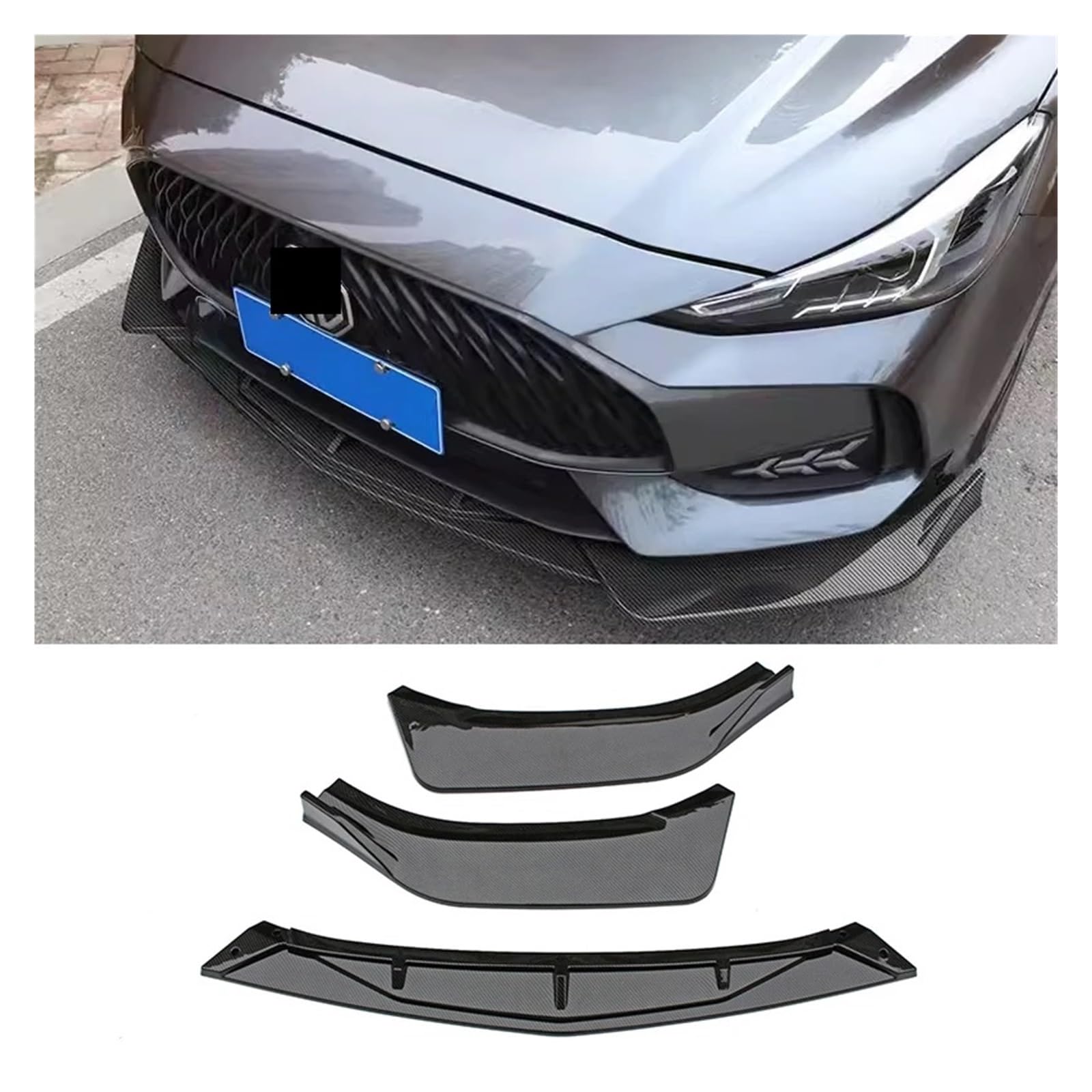 Frontspoiler for Morris Garagen 5, Frontschürzen-Splitter, kompatibel mit MG GT 5 2021 bis 2023, Karosserie-Kit, Zubehör im Transform-Stil(Type Y Carbon Paint) von JFAQIPEI