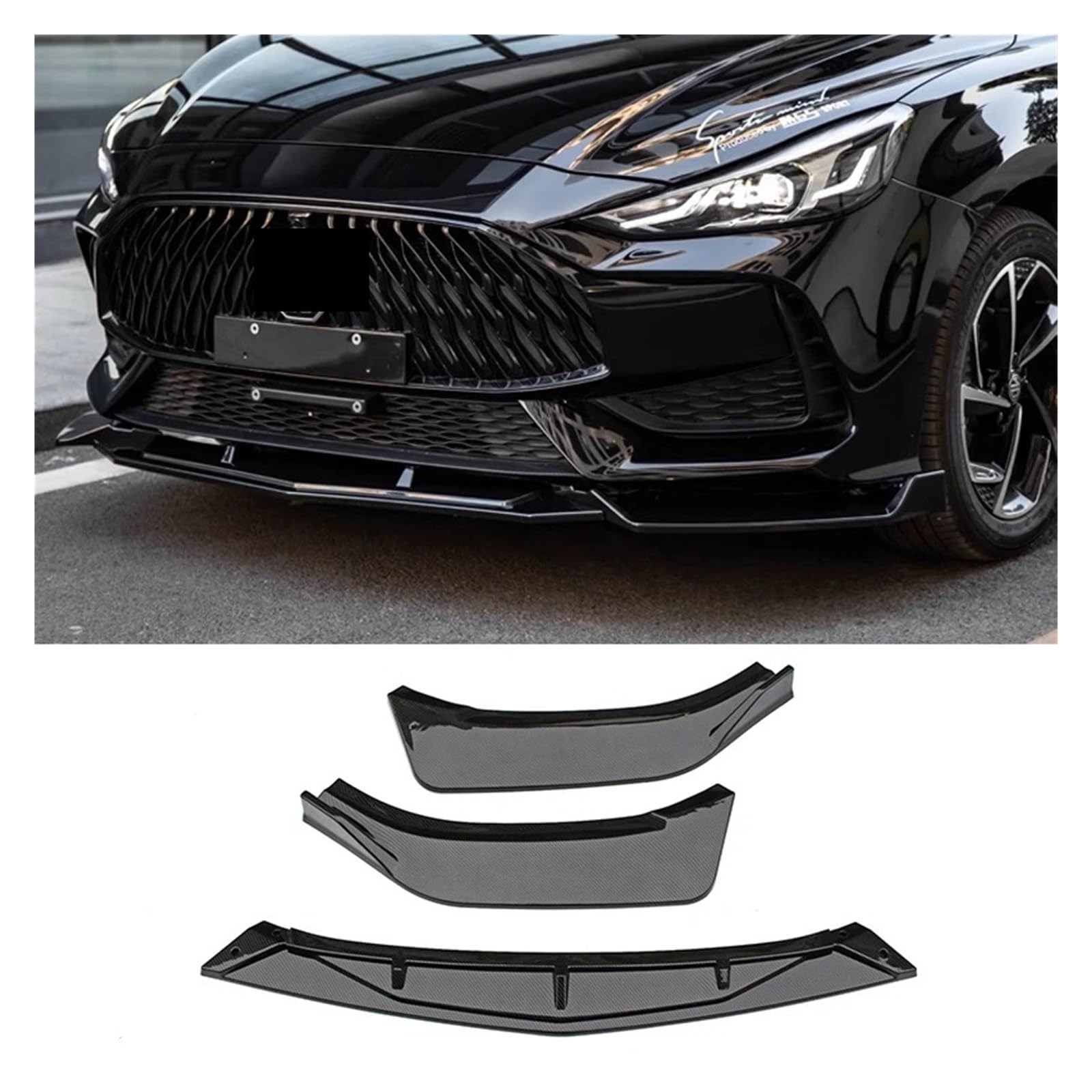 Frontspoiler for Morris Garagen 5, Frontschürzen-Splitter, kompatibel mit MG GT 5 2021 bis 2023, Karosserie-Kit, Zubehör im Transform-Stil(Type Y Glossy Black) von JFAQIPEI