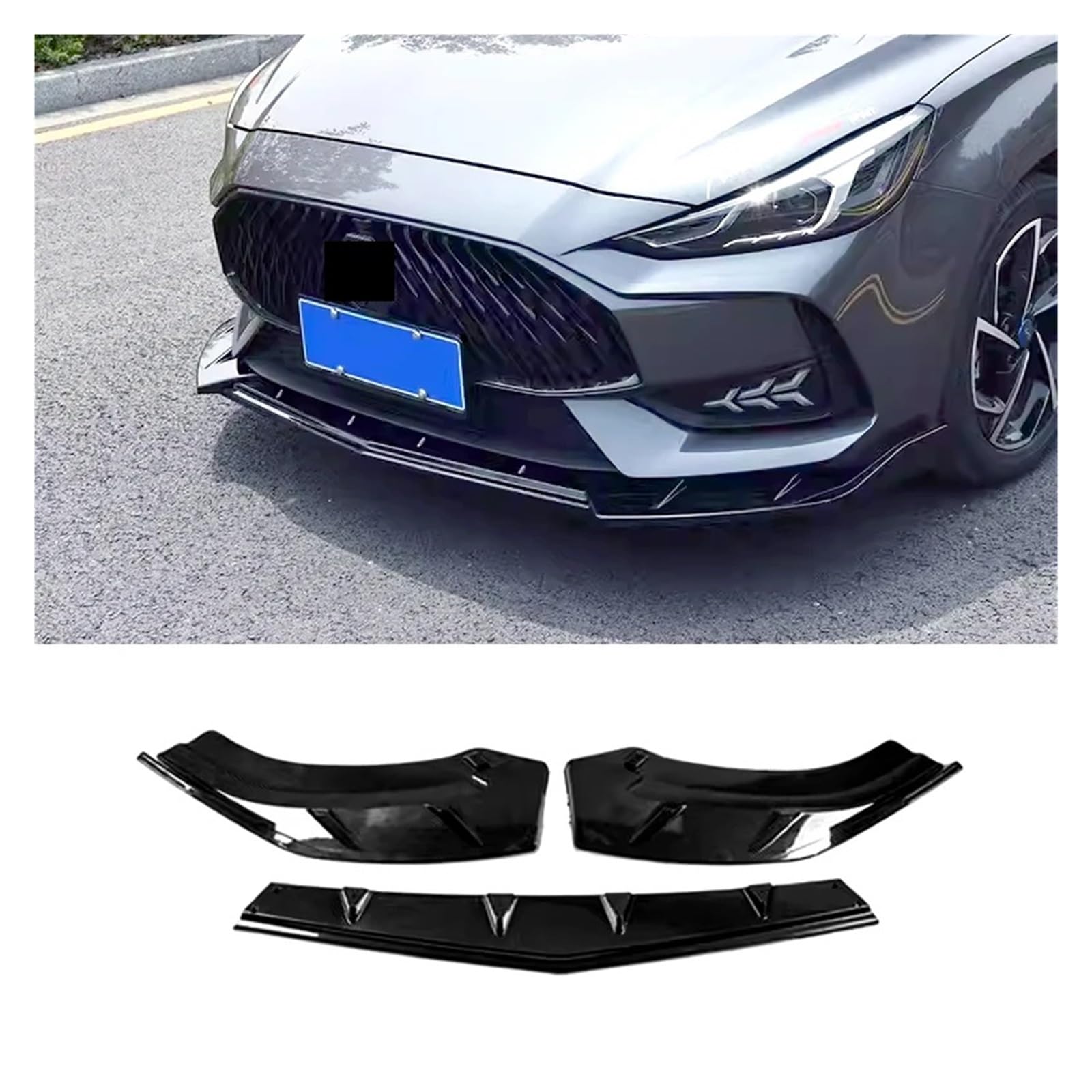 Frontspoiler for Morris Garagen 5, Frontschürzen-Splitter, kompatibel mit MG GT 5 2021 bis 2023, Karosserie-Kit, Zubehör im Transform-Stil(Type Z Glossy Black) von JFAQIPEI