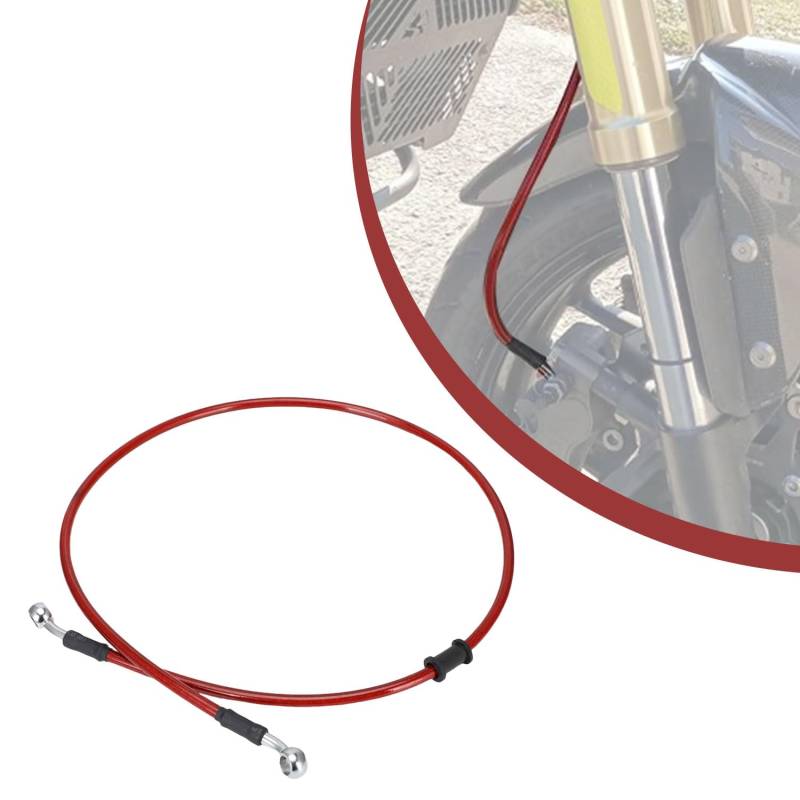 JFG RACING Bremsleitung Motorrad 130cm, Hydraulisch Verstärkt Bremse Kupplungsschlauch Linie Rohr Für Dirt Bike Enduro Motocross - Rot von JFG RACING