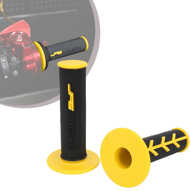 1 Paar Dirt Bike Lenkergriffe, 22 mm/24 mm Motorrad Griffe Lenkergriffe rutschfest für Pit Dirt Bike Motocross-Gelb von JFG RACING