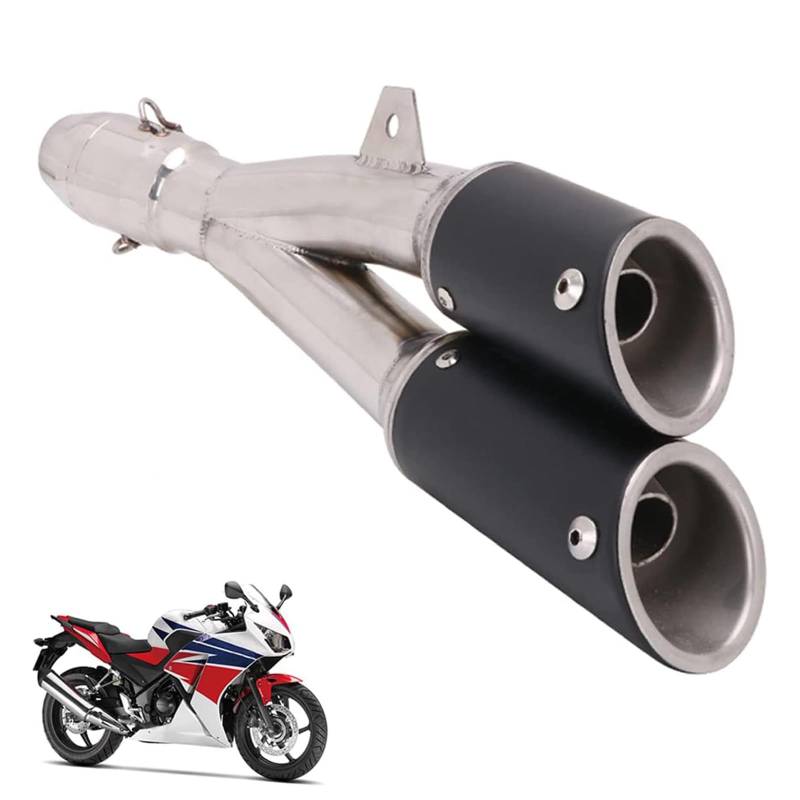 1.5-2" Einlass Thunder Dual Tail Steckdose Slip-on Auspuff Mit Motorrad - Black End von JFG RACING