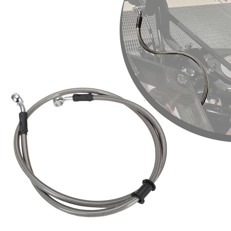 JFG RACING 130cm Motorrad Bremsschlauch,Motorrad Stahlflex Bremsleitung Hydraulische Bremsleitung Vorne und Hinten für Pit Bike Dirt Bike Enduro Motocross ATV Quad-Silber von JFG RACING