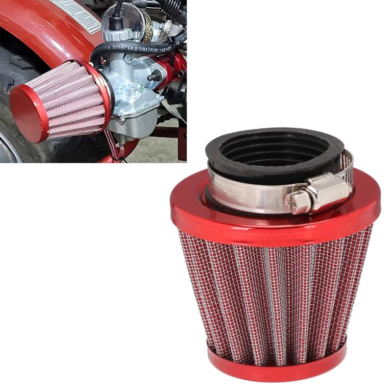 JFG RACING 46 mm Luftfilter,Universal Motorrad Luftfilter Ansaugluftfilter aus Aluminium für Dirt Bike Motocross Pit Bike Roller ATV Vergaserreiniger-Rot von JFG RACING