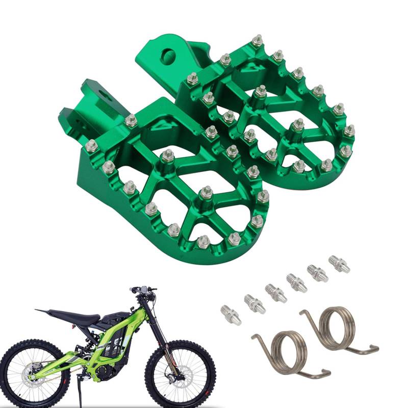 Dirt Bike Fußrasten,Motorrad Fußrasten Breite Fußrasten CNC Aluminiumlegierung für Sur Ron Light Bee S/X X160 X260 CRF150F CRF230F 2003-2019 Grün von JFG RACING