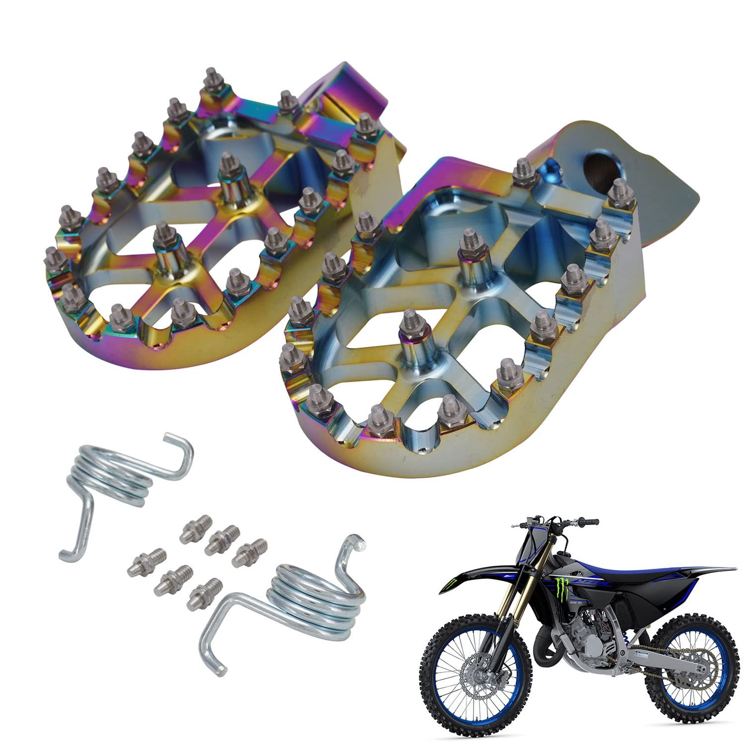 JFG RACING Dirt Bike Fußrasten Motorrad Fußrasten Rest Pedal CNC für YZ85 YZ125 YZ250 YZ250F YZ426F YZ450F YZ125X YZ250X YZ250FX YZ450F WR250F WR400F WR426F WR450F Bunt von JFG RACING