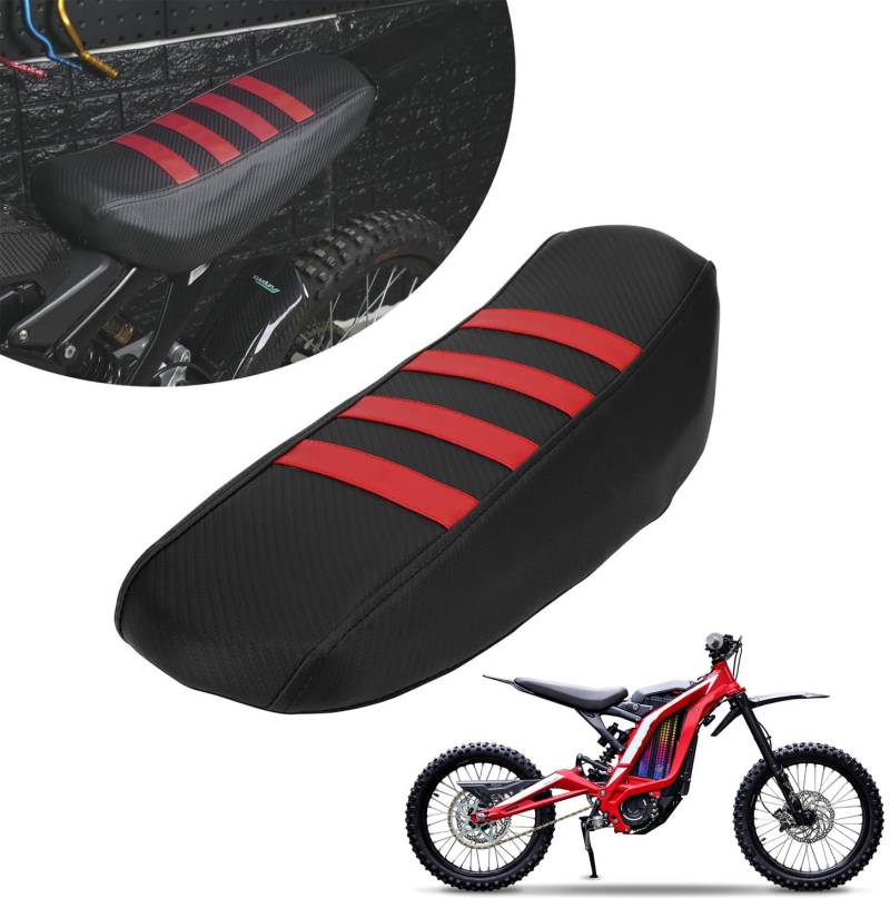 JFG RACING Dirt Bike Sitzbezug, Motorrad Anti-Rutsch Pad für Sur-Ron X/S Sur Ron Light Bee Elektrofahrrad - Rot von JFG RACING