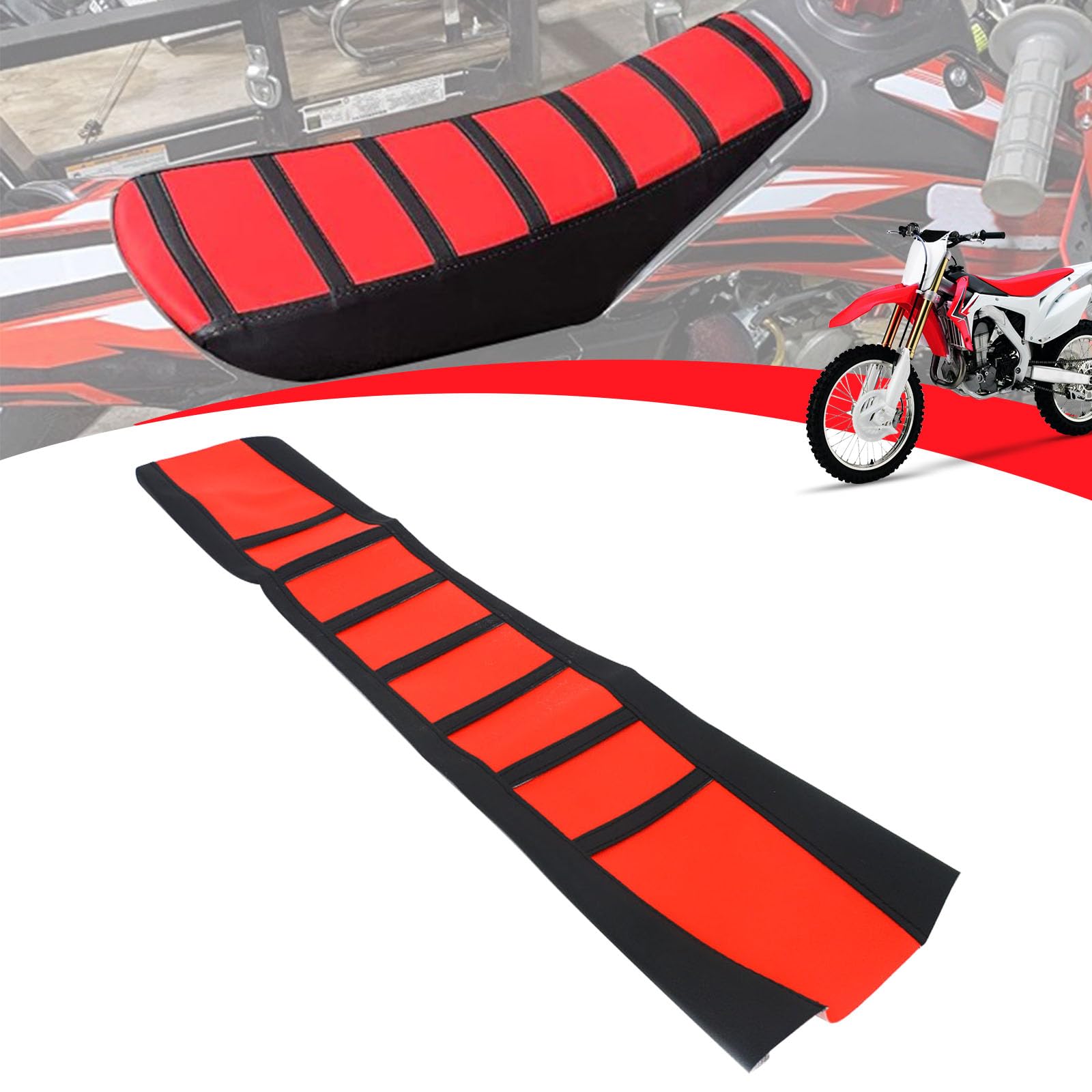 JFG RACING Dirt Bike Sitzbezug, Motorrad Anti-Rutsch-Pad Universal für Off-Road Pit Bike DRZ RM RMZ CRF CR XR KX KLX YZ TTR PW Rot von JFG RACING