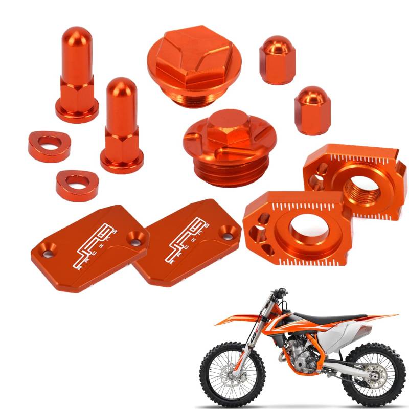 Motorrad-Hinterachsblock Bremsbehälter Vorne Flüssigkeitsabdeckung Bremsbehälter Abdeckung Teile Kit CNC für 250 SX-F XC-F XCF-W EXC-F 350 SX-F XC-F XCF-W 450 SX-F XC-F XC-F von JFG RACING