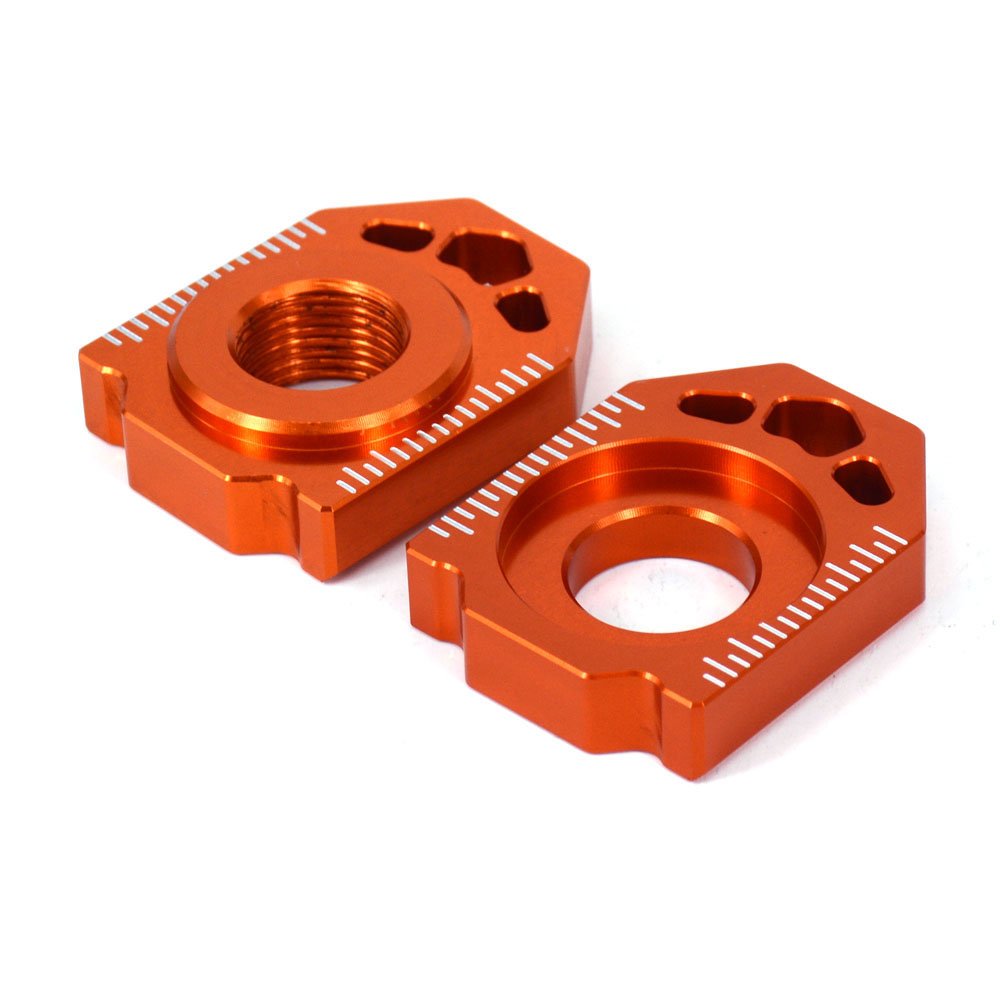 Motorrad-Hinterachsblock,Motorrad CNC Aluminium Hinterachsblock Kettenversteller für 85SX 125-450 SX/SX-F/XC/XC-F 125-300 EXC/EXC-F/XC-W/XCF-W 350-530 EXC/EXC-F/XC-W/XCF-W-Orange von JFG RACING