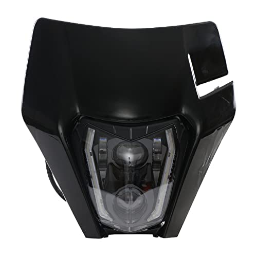 JFG RACING Motorrad Scheinwerfer,Tagfahrlicht Motorrad Lichtmaske für Dirt Bike Motocross Enduro Supermoto-Schwarz von JFG RACING