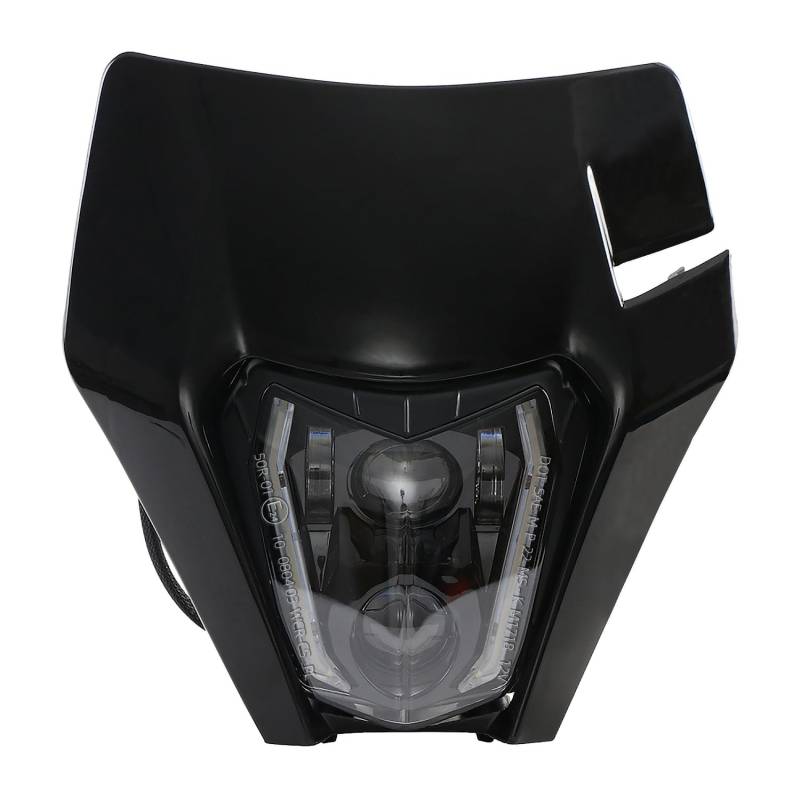 JFG RACING Motorrad Scheinwerfer,E24 Tagfahrlicht Motorrad Lichtmaske LED für SX SXF XC XCF XCW EXC EXC SMC SMCR Dirt Bike Motocross Enduro Supermoto-Schwarz von JFG RACING