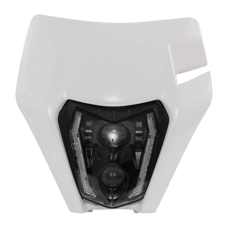 JFG RACING Motorrad Scheinwerfer,E24 Tagfahrlicht Motorrad Lichtmaske LED für SX SXF XC XCF XCW EXC EXC SMC SMCR Dirt Bike Motocross Enduro Supermoto-Weiß von JFG RACING