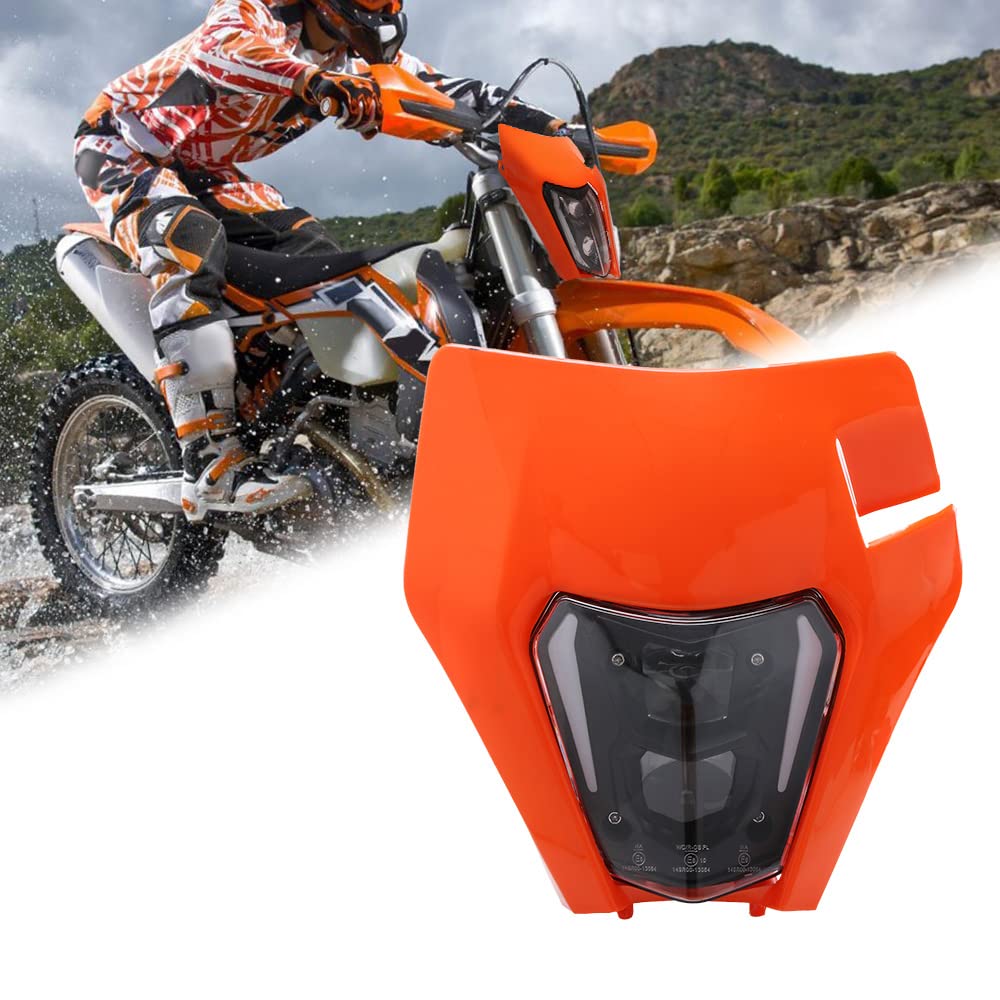 JFG RACING Motorrad Universalscheinwerfer Scheinwerfer Scheinwerfer Tagfahrlicht mit Lenkung für Die meisten Motorräder Dirt Bike Motocross Enduro Supermoto-Orange von JFG RACING