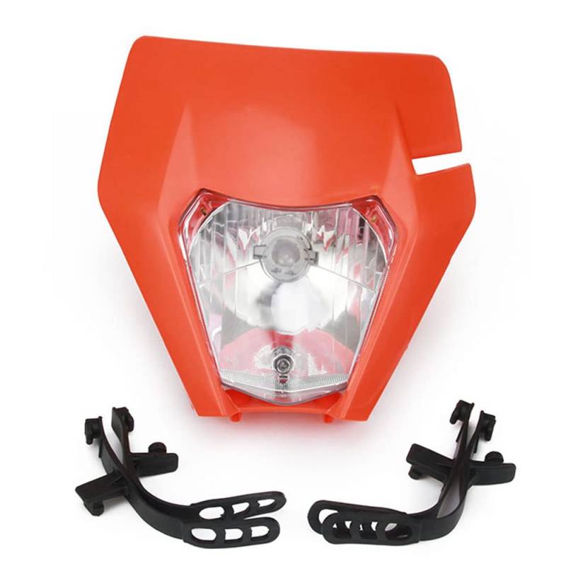 JFG RACING Lichtmaske Motorrad Dirt Bike Scheinwerfer Motorrad Scheinwerfer Verkleidung Maske Tagfahrlicht Für ATV Scooter Dirt Bike Motocross Enduro Supermoto-Orange von JFG RACING
