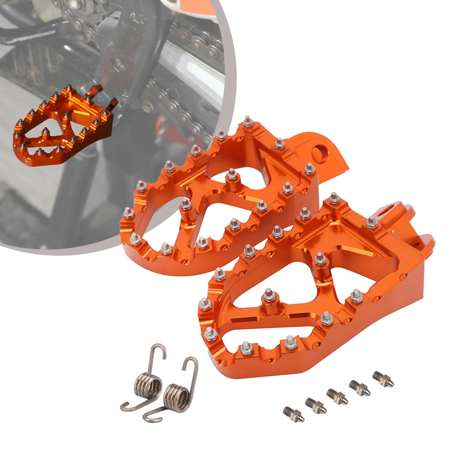 Eloxierte Fußrasten Motorrad Breite Fußrasten Pedale Fußrasten Motocross für 65–701 TE TC FE FC Enduro Super Moto 14–19 FS450 15 FE450 2016-Orange von JFG RACING