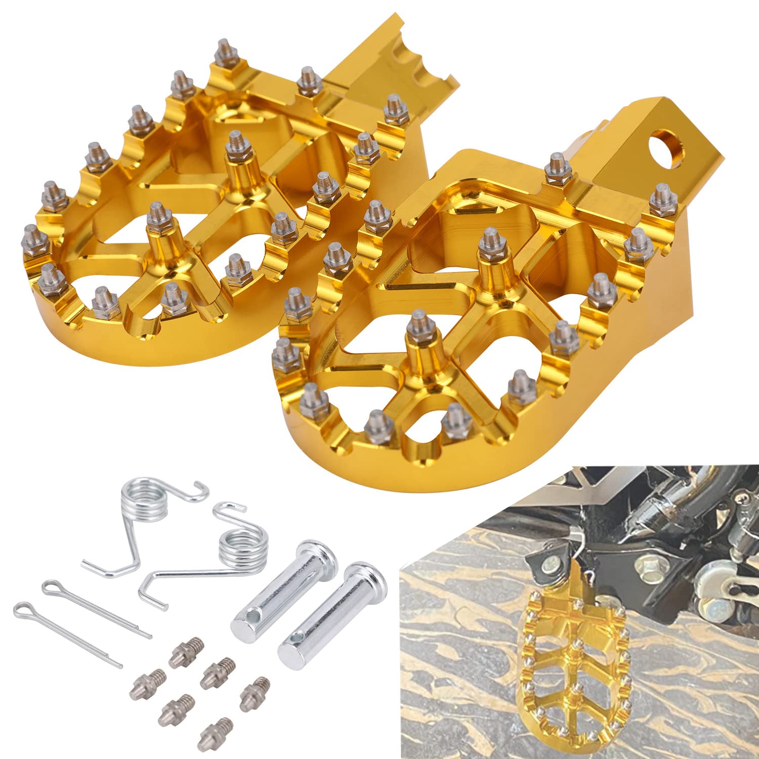 Motorrad Fußrasten Dirt Bike Fußrasten für CRF50 CRF70 CRF110 XR50 XR70 XR110 Pit Bike Chinesischer Stomp Dämon X WPB Orion M2R KAYO - Gold von JFG RACING