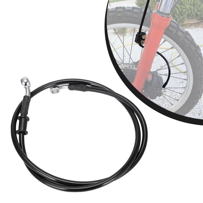 140cm Motorrad Bremsschlauch,Motorrad Stahlflex Bremsleitung Hydraulische Bremsleitung Vorne und Hinten für Pit Bike Dirt Bike Enduro Motocross ATV Quad-Schwarz von JFG RACING