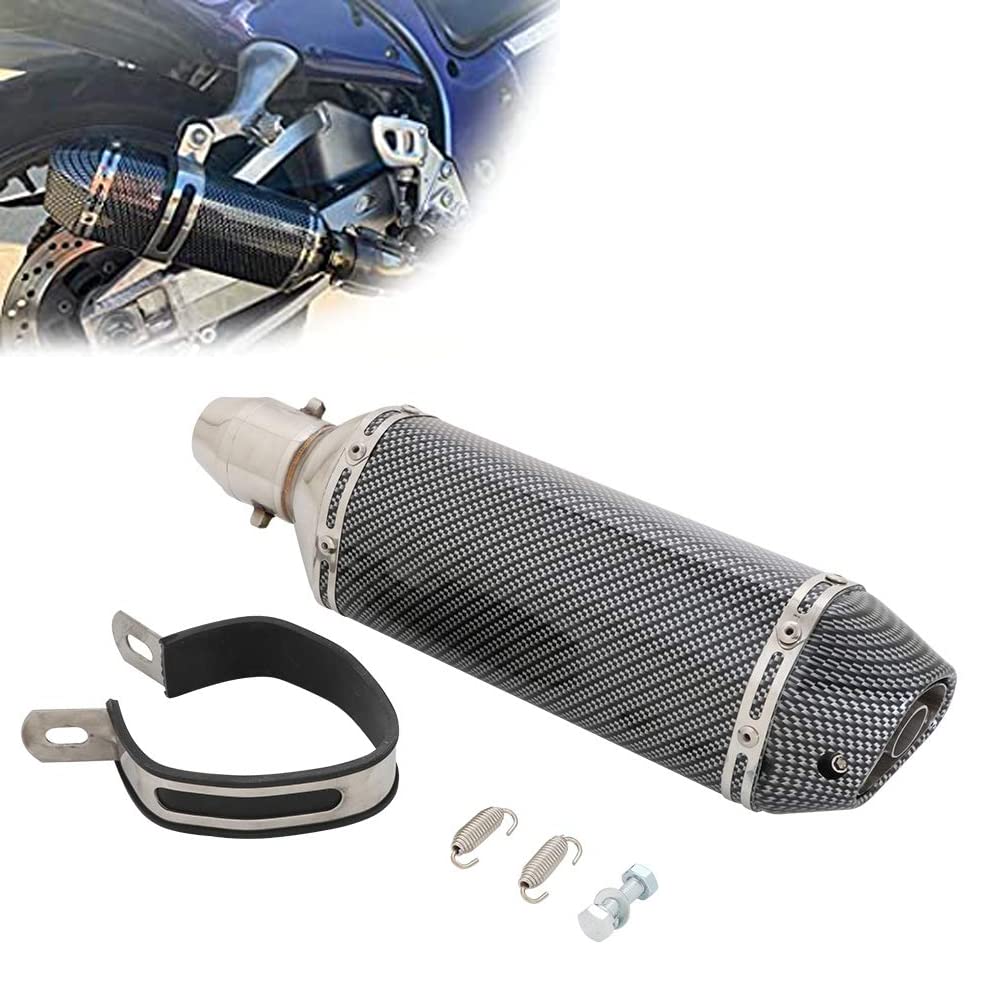 Universal 1.5-2 "Einlass Slip on Auspuff Schalldämpfer Mit für Street Bike Motorrad Roller - Carbon Fiber Farbe von JFG RACING