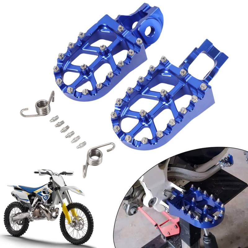 Motorrad Fußrasten,CNC Aluminium Fußrasten für SX SX-F EXC EXC-F XC XC-F MC EC EX TC FC TE FE TX FX-Blau von JFG RACING