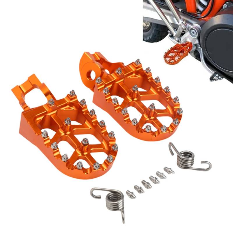 Motorrad Fußrasten,CNC Aluminium Fußrasten für SX SX-F EXC EXC-F XC XC-F MC EC EX TC FC TE FE TX FX-Orange von JFG RACING