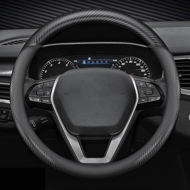 JGDLBXJY Lenkradbezug Auto für Renault Captur II I 2020-2024 Lenkradbezug Leder 37-38cm Lenkradhülle für Sommer & Winter Anti Rutsch Lenkradabdeckung Lenkradschoner,Black-Round Type von JGDLBXJY