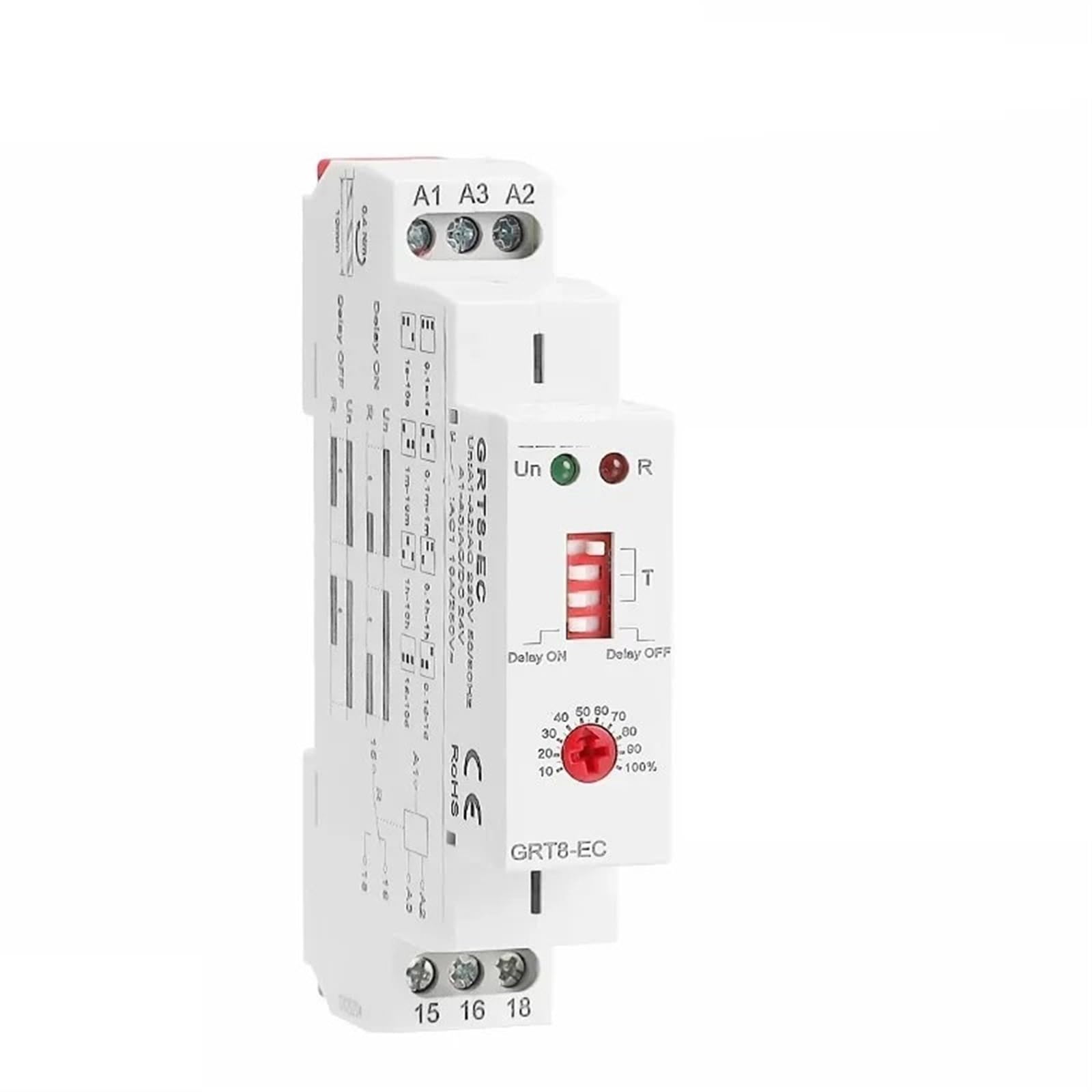 GRT8-EC 10A Dual Funktion Timer Relais Auf Verzögerung Oder Off Verzögerung Relais 1Pcs(GRT8-EC AC380V) von JGODGQPM