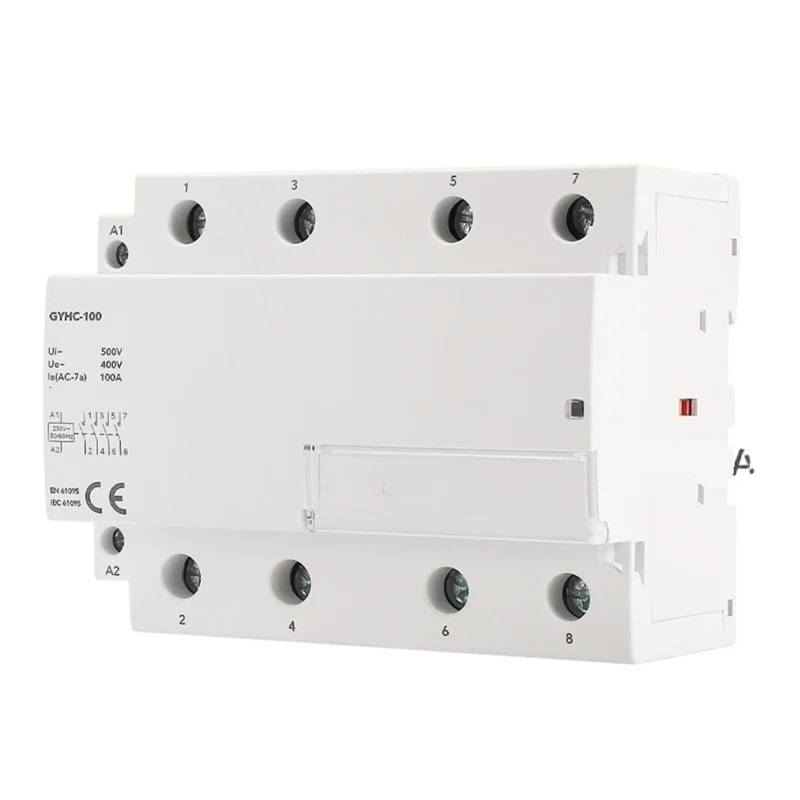 GYHC 4-poliger 100A AC 220 V 230 V 50/60 Hz Din-Schienen-Haushalts-AC-Modulschützschalter-Controller for den Heim- und Hotelgebrauch, 1 Stück(4P 100A 3NO1NC 230AC) von JGODGQPM