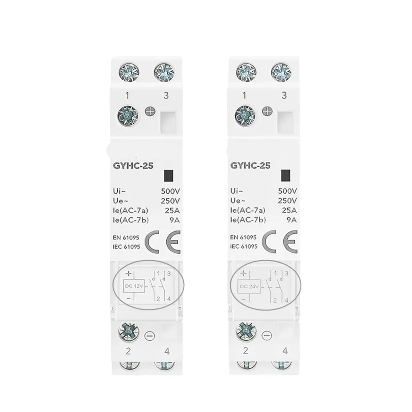 GYHC Schütz DC12V DC24V Spulenspannung 25A 2NO 2NC 1NO1NC 50/60Hz AC220V Hauptspannung 1St(2P 25A 1NO1NC DC12V) von JGODGQPM