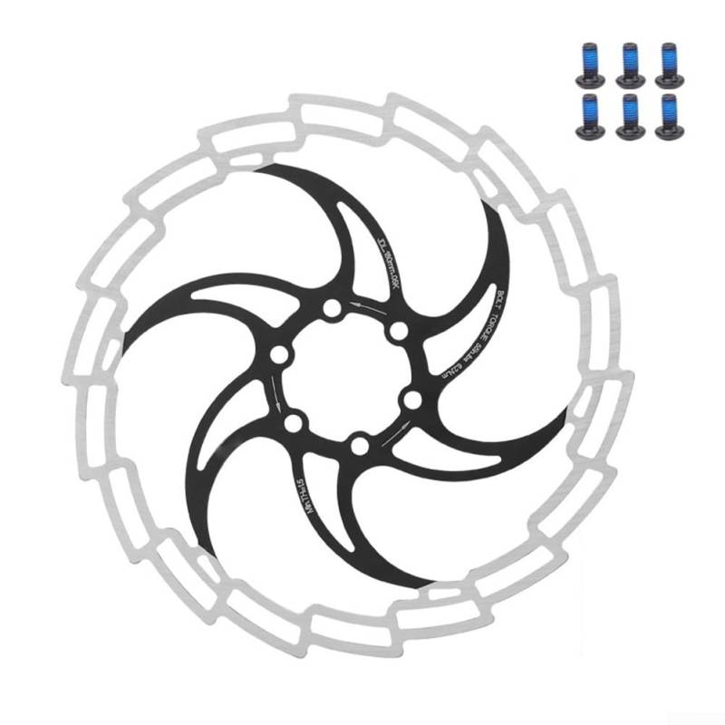 180 mm Fahrradscheibenbremse für Rotor mit 6 Löchern und Schrauben für effiziente Wärmeableitung (schwarz) von JGmotorfi