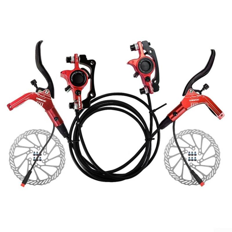 Advanced eBike Hydraulisches Scheibenbremsen-Set mit Trennhebel für Rotor-Kompatibilität (rot) von JGmotorfi