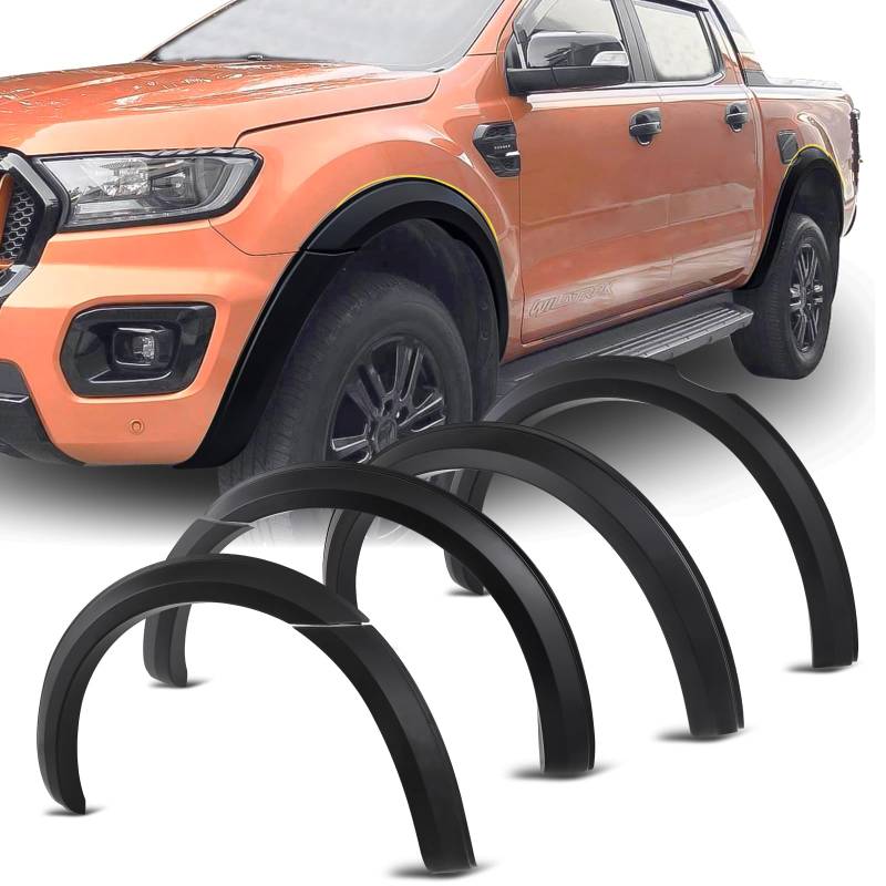 JHCHAN Fender Flares Kotflügelverbreiterung für Ford Ranger 2015-2022 T7 T8 Wildtrak Raptor Limited, Extra Breit 4" ABS Radkastenverlängerung und Schmutzfänger Schwarz matt (2015-2022 Ohne PDC) von JHCHAN