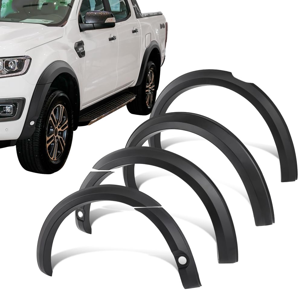 JHCHAN Fender Flares Kotflügelverbreiterung für Ford Ranger T7 T8 2015-2022, Extra Breit 4" ABS Radkastenverlängerung und Schmutzfänger Schwarz matt (2019-2022 Mit PDC) von JHCHAN