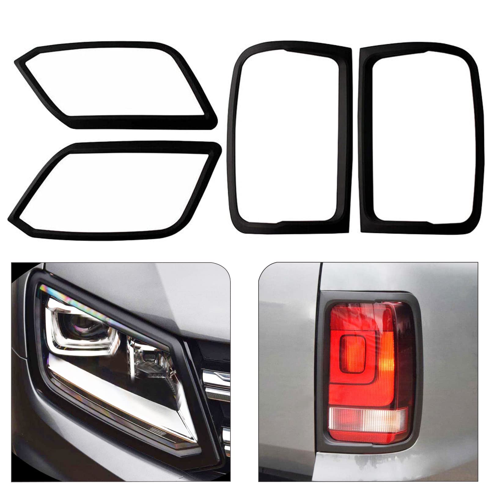 JHCHAN Heckscheinwerferabdeckung, Vorder- und Rücklicht-Set, Außenschutzverkleidung für VW Amarok 2010–2022 V5 V6 Highline Startline Trendline Aventura Atacama Canyon (1 Satz) von JHCHAN