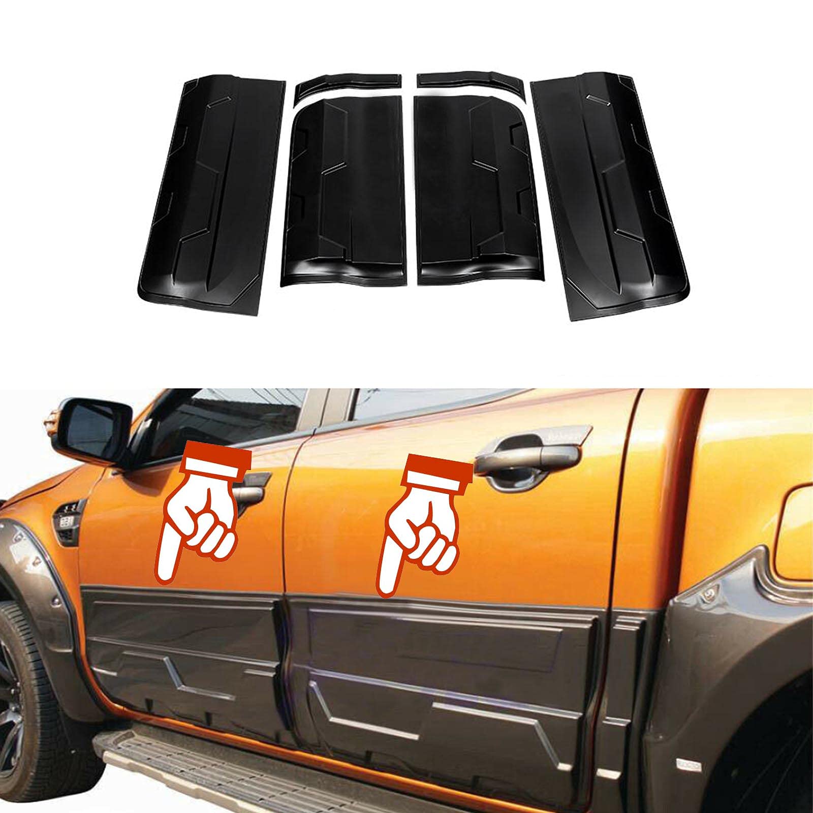 JHCHAN Karosserie Verkleidung Seitentür Schutzleisten für Ford Ranger Doppelkabine 2012-2022 T6 T7 T8 Wildtrak XL XLT Tremor Limited Platinum Raptor JHCHAN Karosserie Verkleidung Seitentür Schutzleisten für Ford Ranger Doppelkabine 2012-2022 T6 T7 T8 Wildtrak XL XLT Tremor Limited Platinum Raptor von JHCHAN