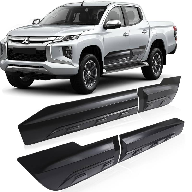 JHCHAN Karosserieverkleidung für Mitsubishi L200 Triton 2019-2023 4-türiger Pickup, ABS Mattschwarz Offroad-Stil Seitentür-Schutzleisten Wetterschutz von JHCHAN