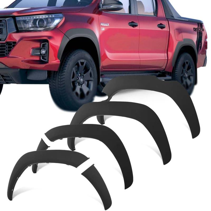 JHCHAN Kotflügelverbreiterung 4" radlauf verbreiterung für Toyota Hilux 2018-2024 Invincible SR SR5 Low Configuration Modell, ABS Taschenstil Radkastenverlängerung Matt-schwarz von JHCHAN
