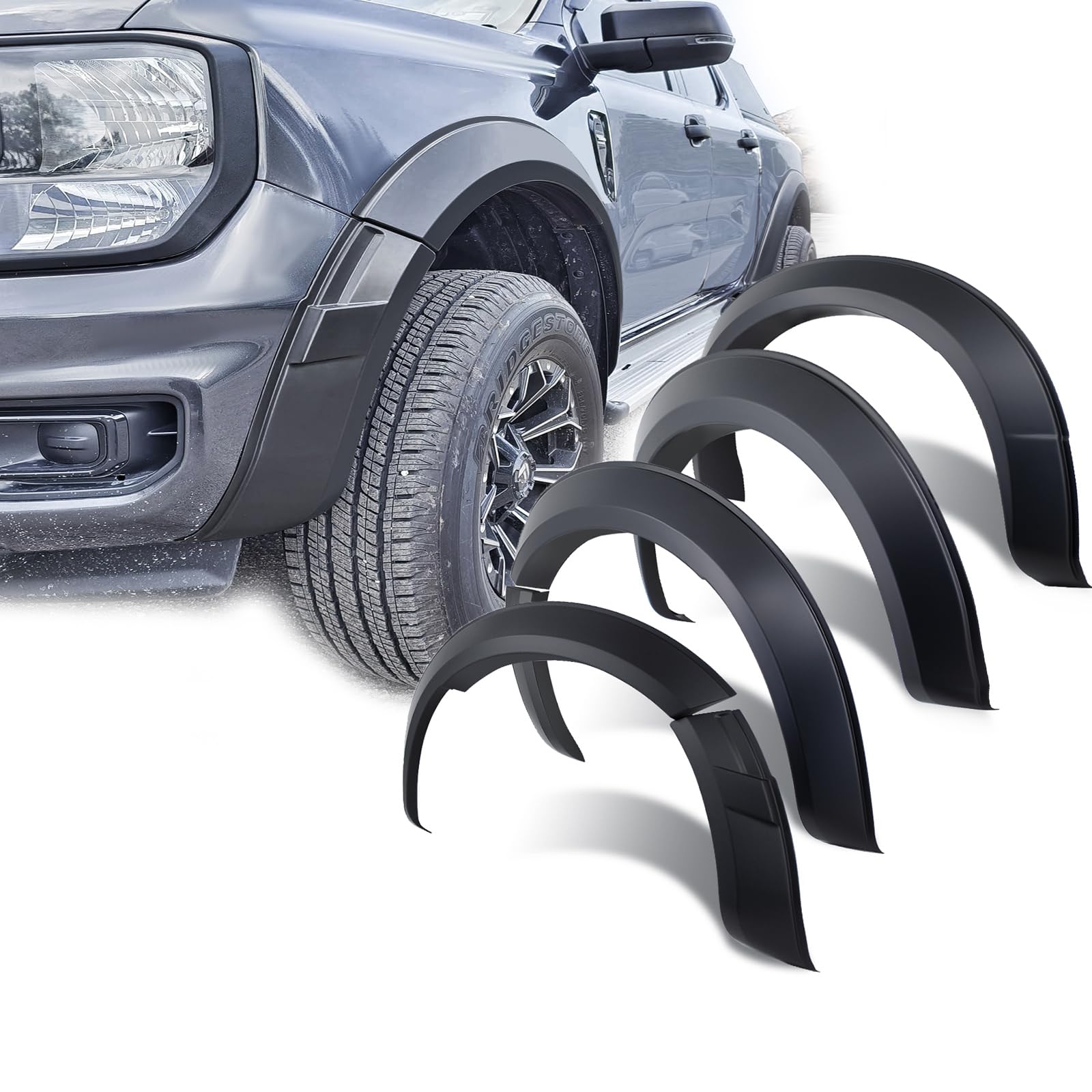 JHCHAN Kotflügelverbreiterung Fender Flares 5 Zoll für Ford Ranger T9 2023 XL XLT zubehör Radkastenverbreiterung von JHCHAN