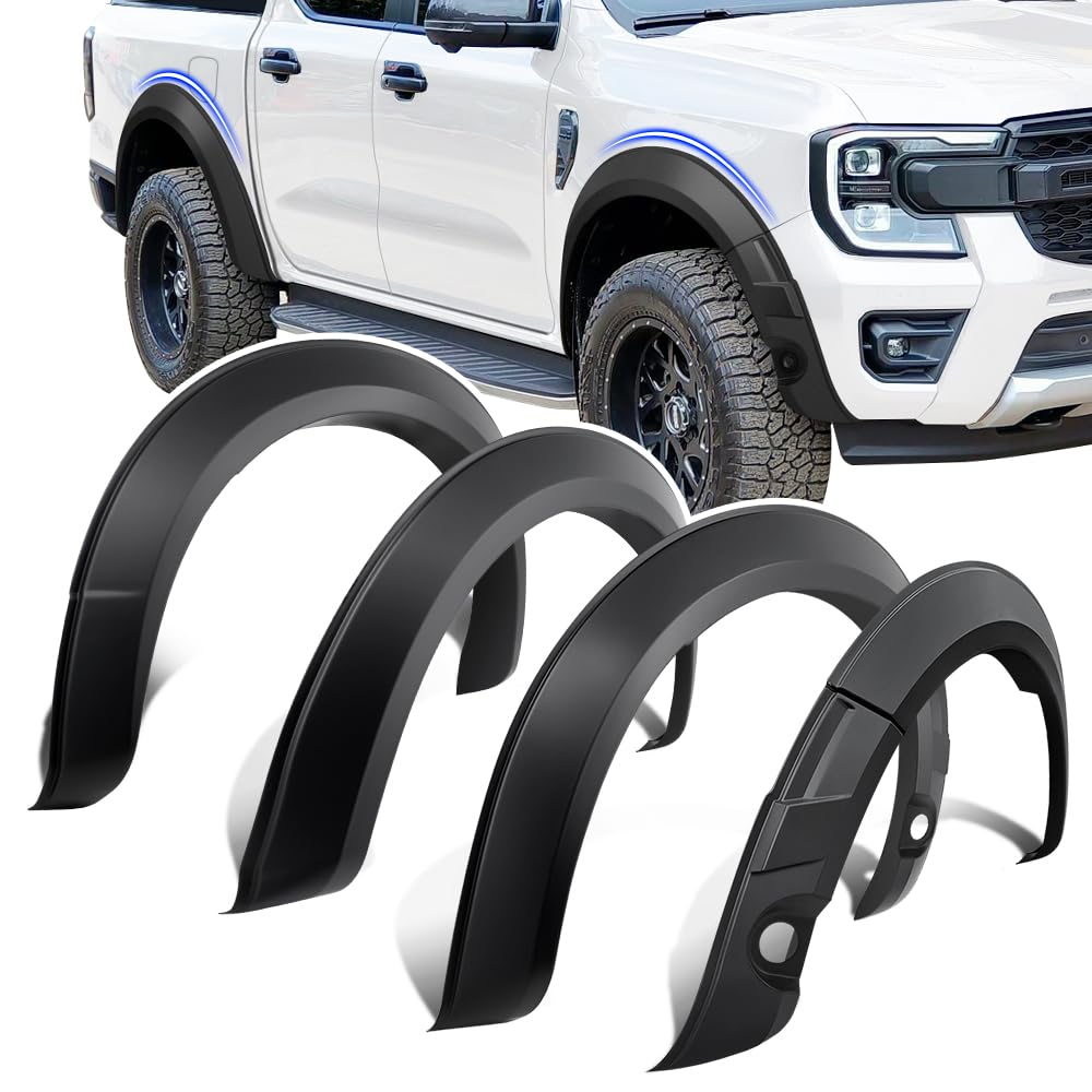 JHCHAN Kotflügelverbreiterung Fender Flares 5 Zoll für T9 2023-2024 Ford Ranger Wildtrak Zubehör Wildtrak X Radkastenverbreiterung Mit PDC von JHCHAN