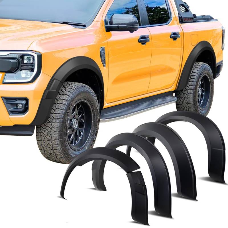 JHCHAN Kotflügelverbreiterung für Ford Ranger Wildtrak und Wildtrak X Ohne PDC T9 2023-2024-2025 Fender Flares 5 Zoll Zubehör Radkastenverbreiterung von JHCHAN