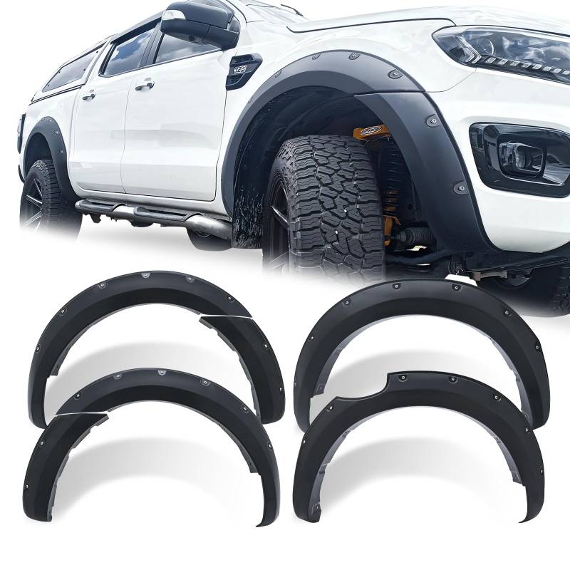 JHCHAN Radlaufverlängerungen im Pocket-Stil für Ford Ranger T7 T8 2015–2022 Wildtrak Raptor Platinum XL XLT Limited Tremor MK2 MK3 Kotflügelverbreiterungen 7 Zoll (Ohne PDC) von JHCHAN