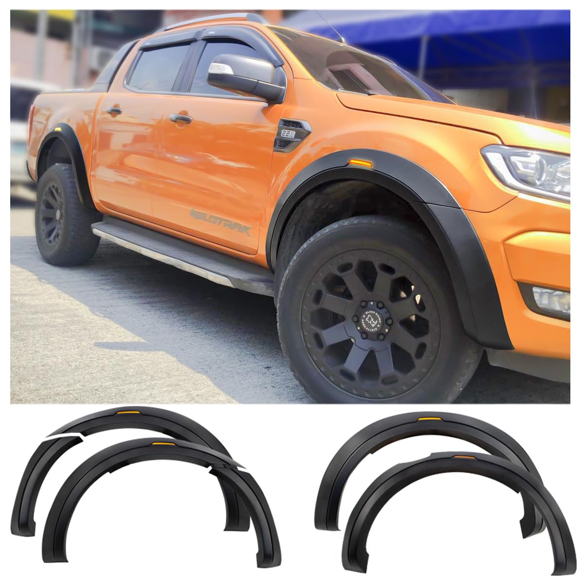 JHCHAN Kotflügelverbreiterungen Radkastenverbreiterungen für Ford Ranger 2015–2022 T7 T8 Wildtrak Platinum Limited Tremor Raptor (ohne PDC) von JHCHAN