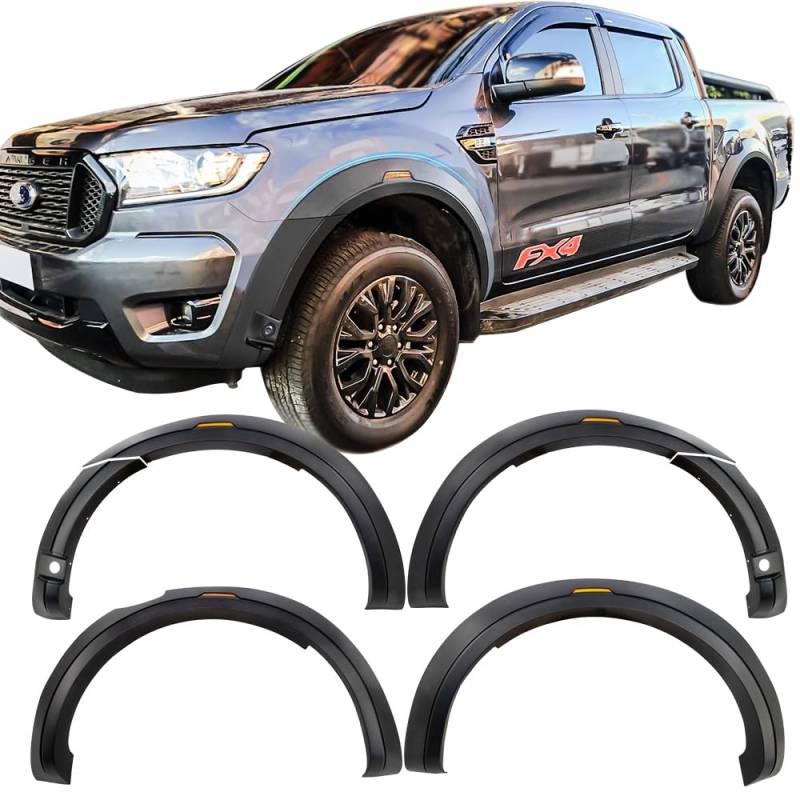 JHCHAN Kotflügelverbreiterungen Radkästen Kotflügel mit Reflektor für Ford Ranger Wildtrak T8 2019-2022 Doppelkabine XL XLT Limited Tremor Platinum MK2 MK3 MIT PDC 6 Stück von JHCHAN